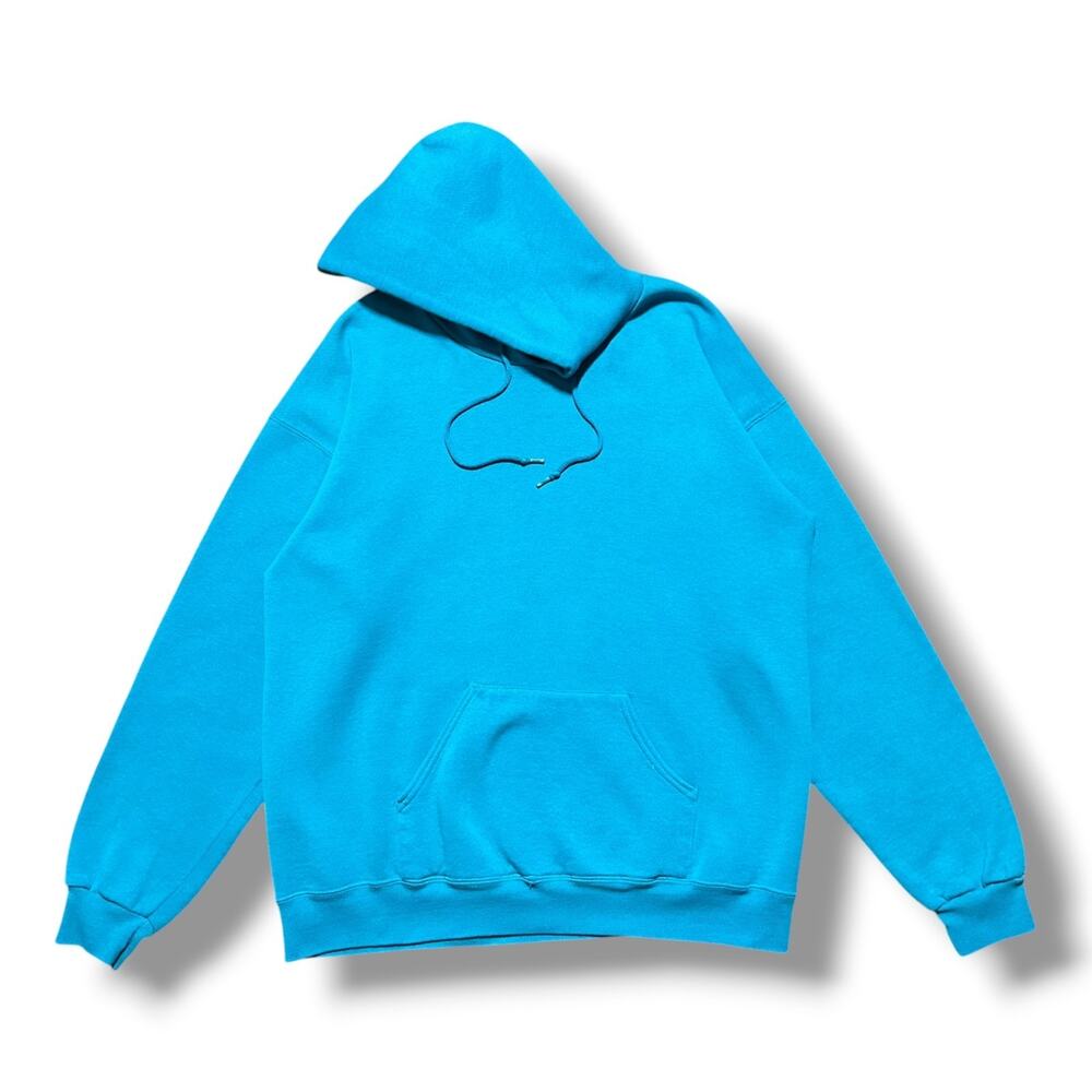 Vintage Blank Hoodie Sweatshirt Pullover Baby Blue 90s St Johns Bay Minimalist